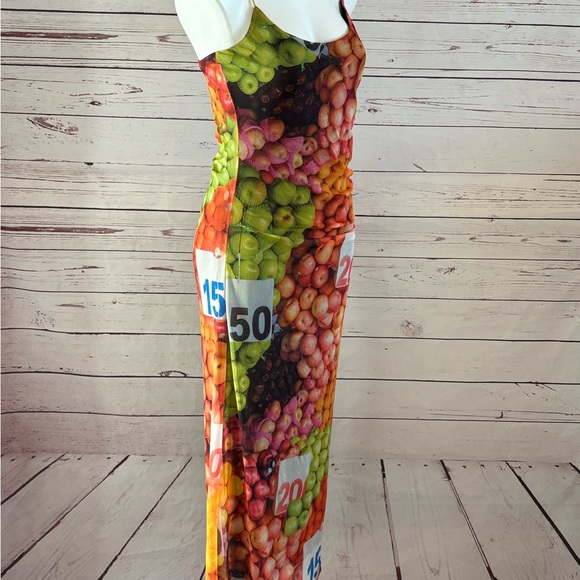 ZARA Woman’s Fruit Print Mesh Maxi Dress Size Large Bodycon Spaghetti Straps NWT - Picture 12 of 13